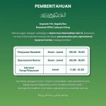 Penyesuaian Jam Operasional Layanan Kantor Selama Bulan Ramadhan 1447H